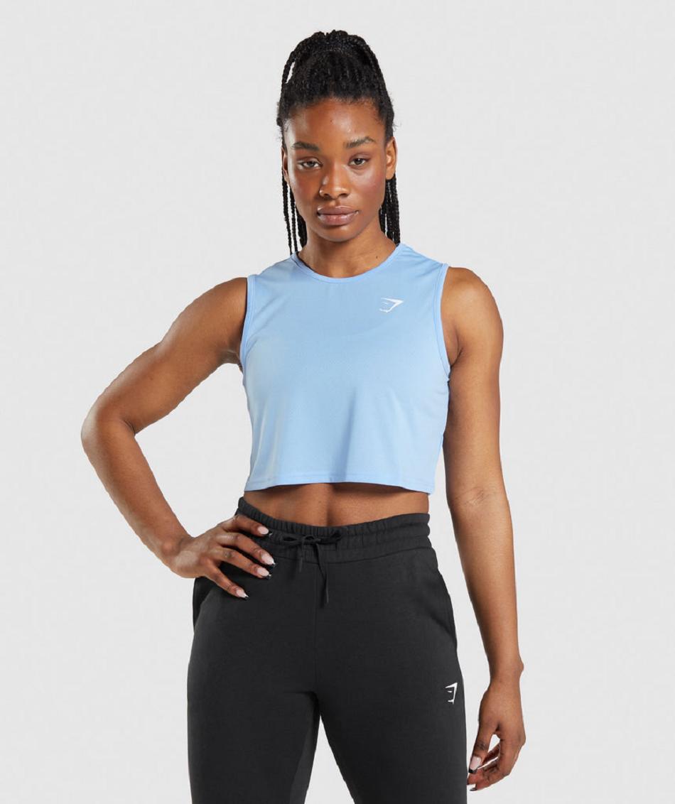 Camiseta Tirantes Gymshark Entrenamiento Crop Mujer Azules | CO 2382TCE